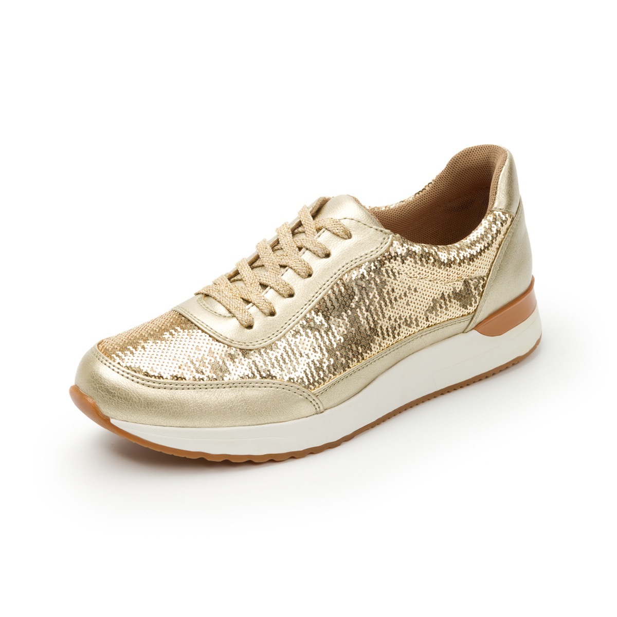 Sneaker Urbano Flexi Con Lentejuelas De Alto Brillo Para Mujer - Estilo 37704 Oro