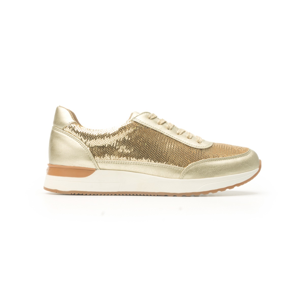 Sneaker Urbano Flexi Con Lentejuelas De Alto Brillo Para Mujer - Estilo 37704 Oro