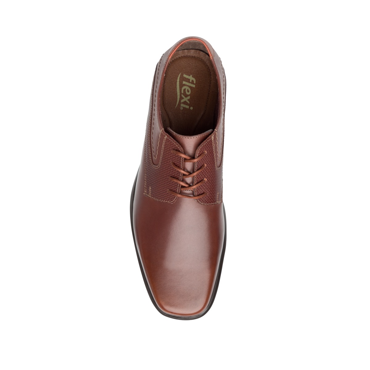 Zapato De Vestir Urbano Flexi Con Combinación De Texturas Para Hombre - Estilo 400204 Nogal