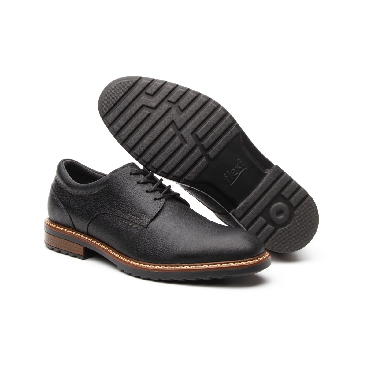 Zapato Casual Urbano Flexi Con Cerco Y Pespunte En Suela Para Hombre - Estilo 400501 Negro