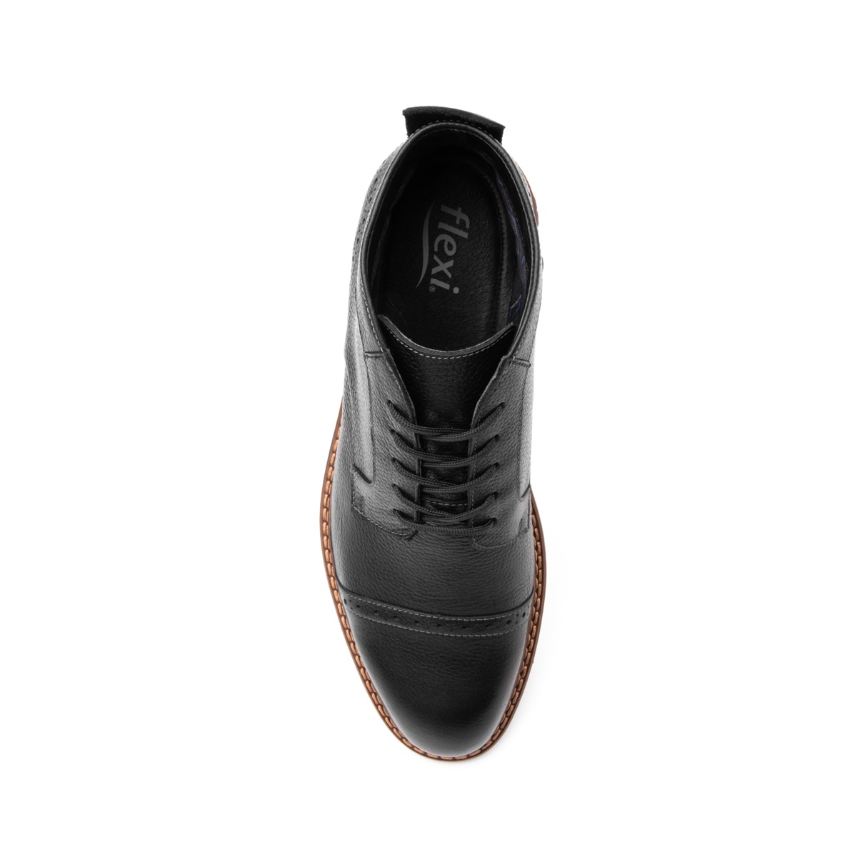 Botín Casual Flexi Con Perforado En Puntera Para Hombre - Estilo 400503 Negro