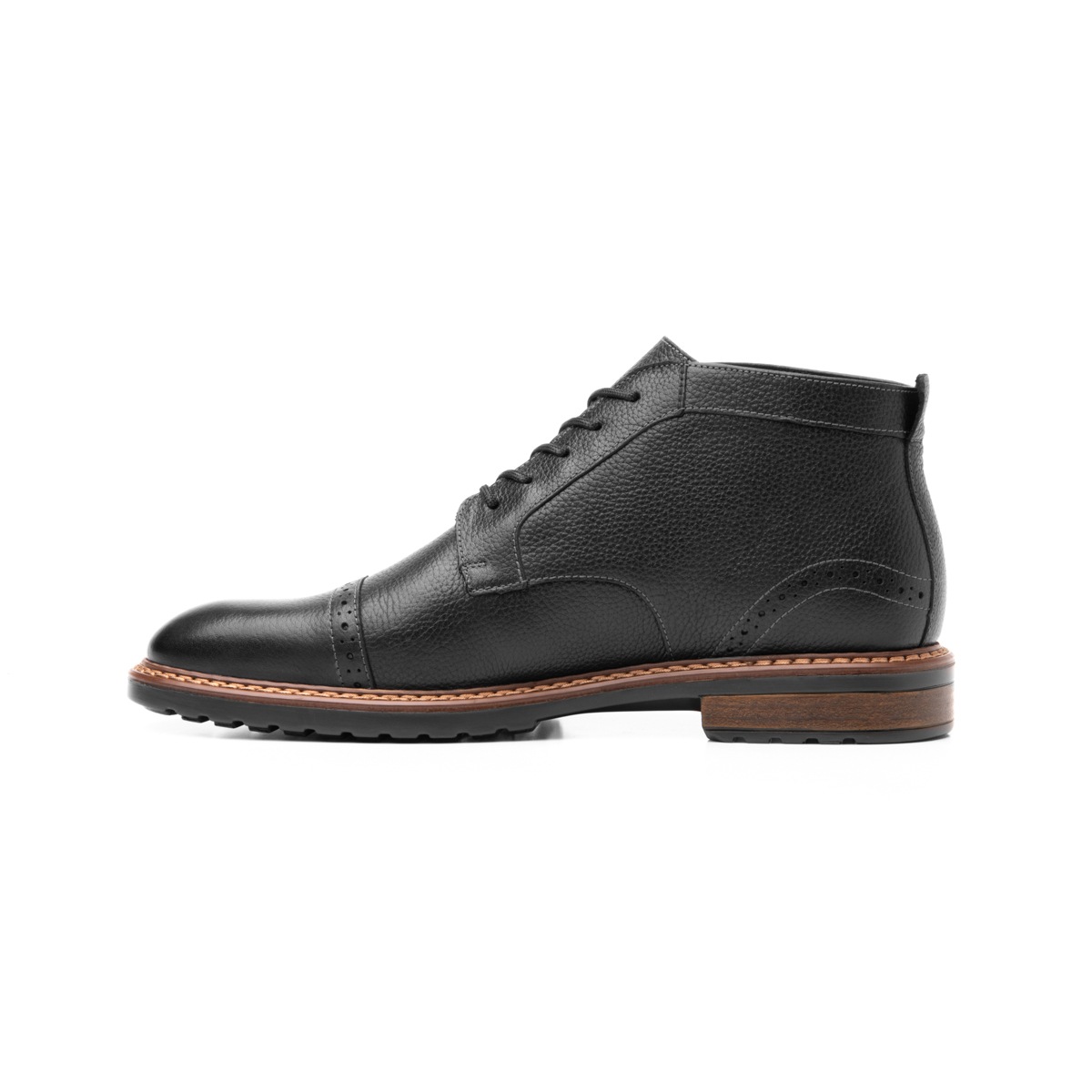 Botín Casual Flexi Con Perforado En Puntera Para Hombre - Estilo 400503 Negro