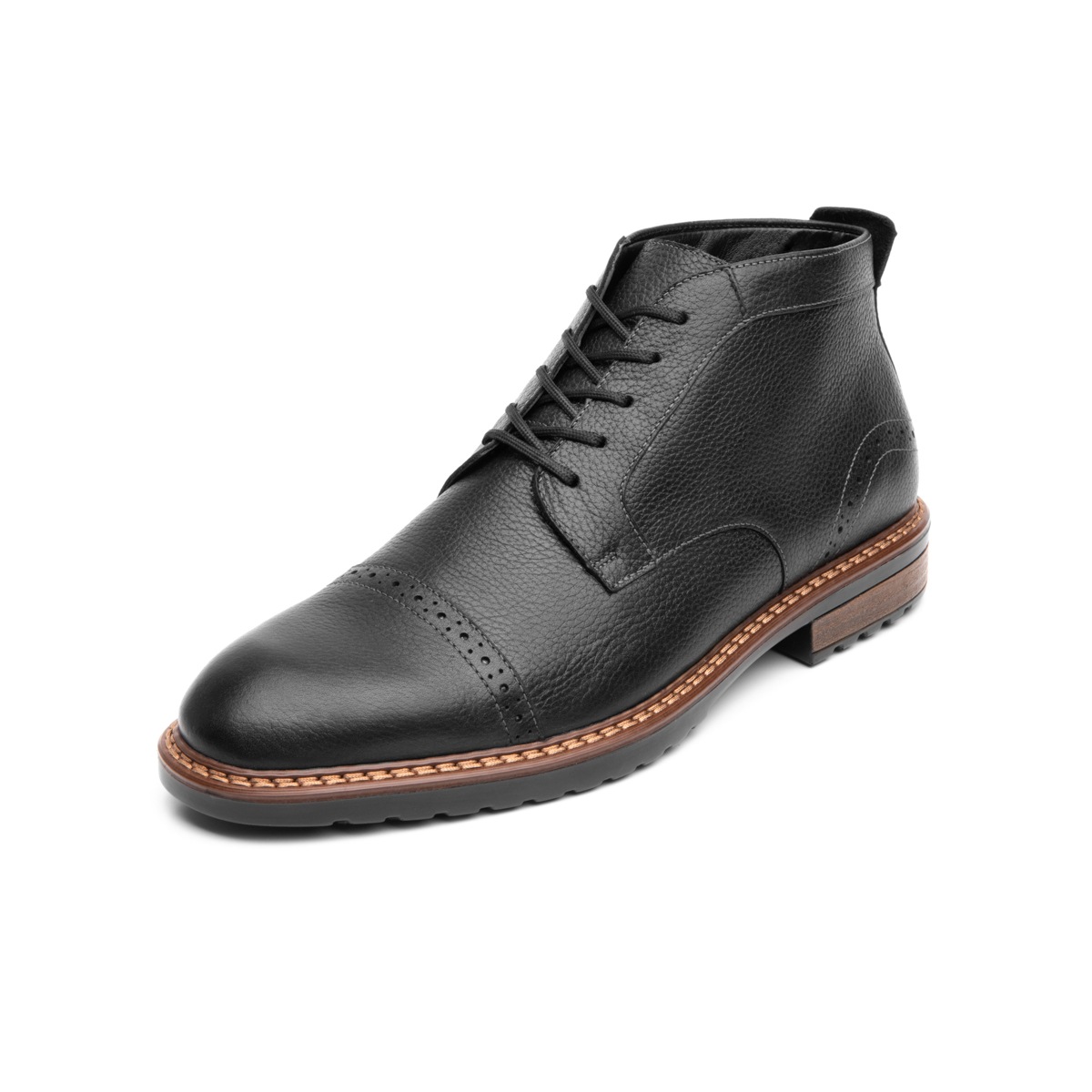 Botín Casual Flexi Con Perforado En Puntera Para Hombre - Estilo 400503 Negro