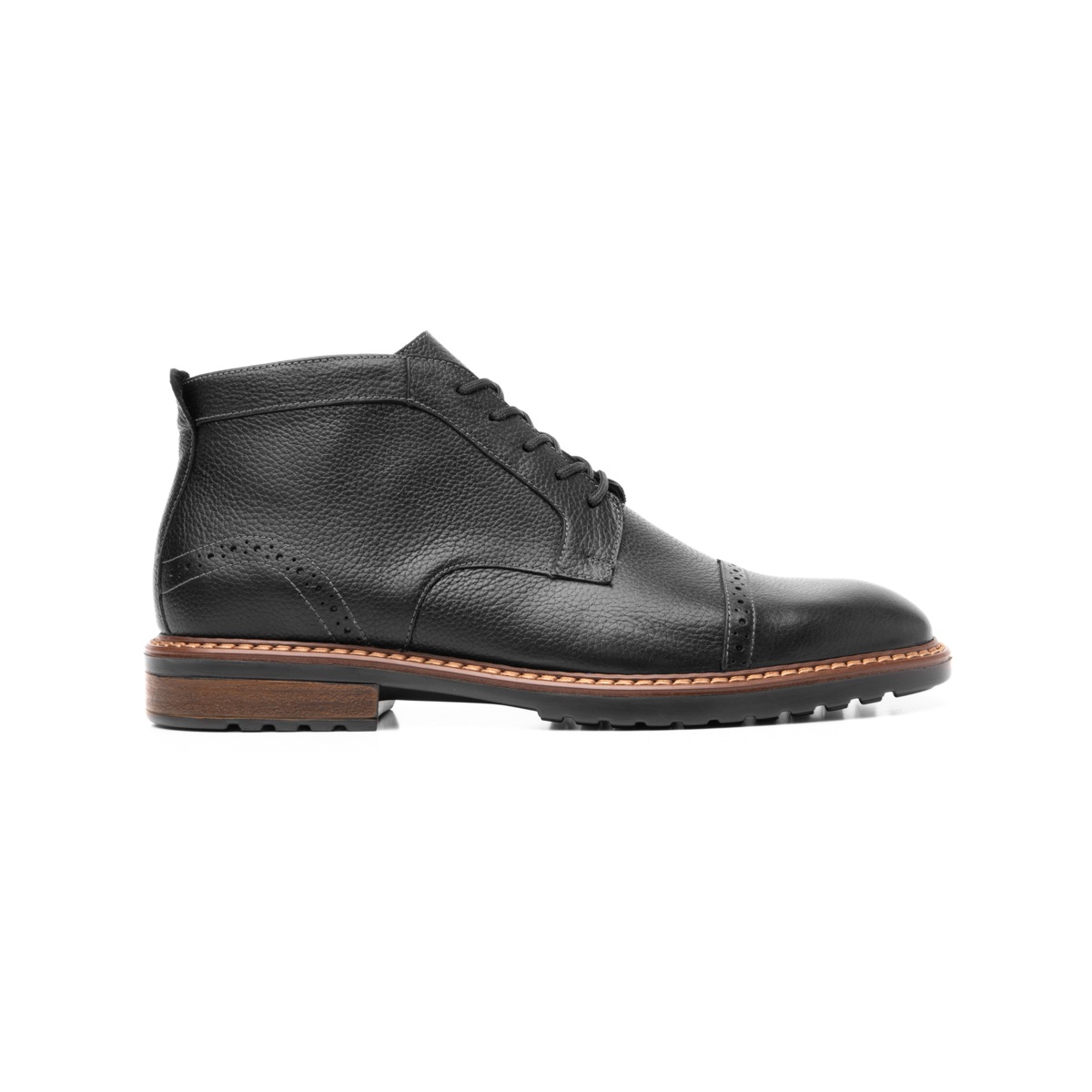 Botín Casual Flexi Con Perforado En Puntera Para Hombre - Estilo 400503 Negro
