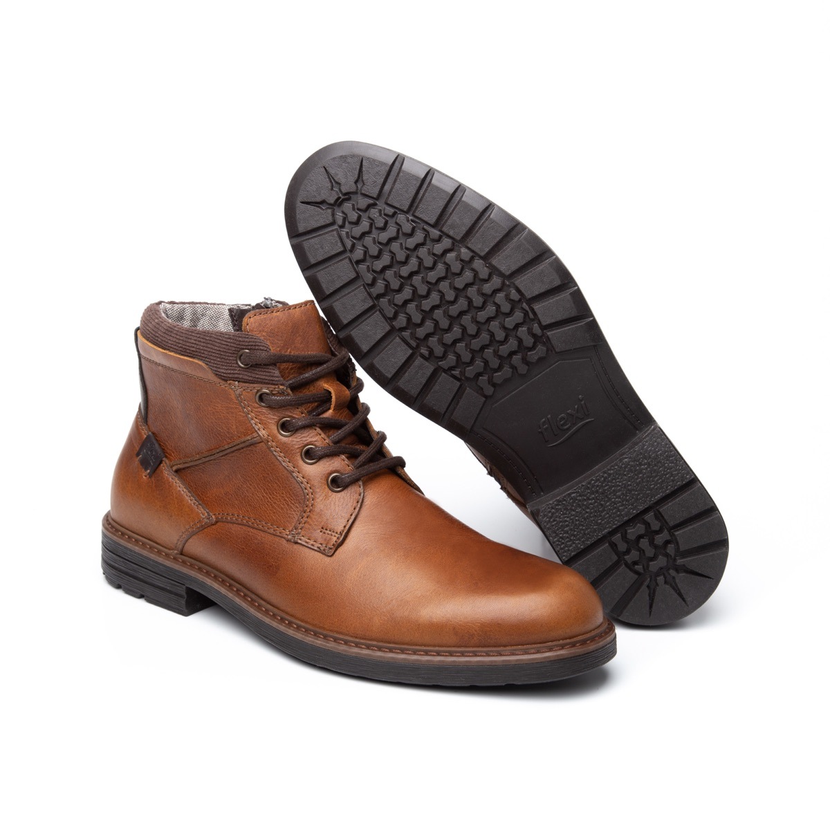 Botín Casual Flexi Con Combinación De Texturas Para Hombre - Estilo 402502 Tan