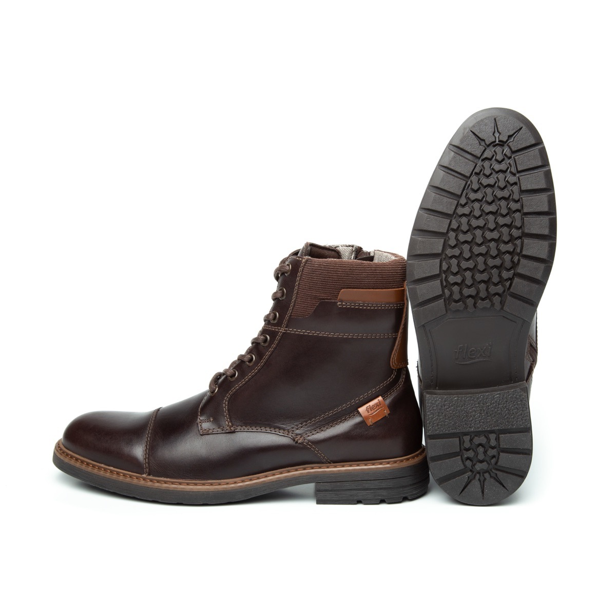 Bota Casual Flexi Con Combinación De Texturas Para Hombre - Estilo 402503 Moka