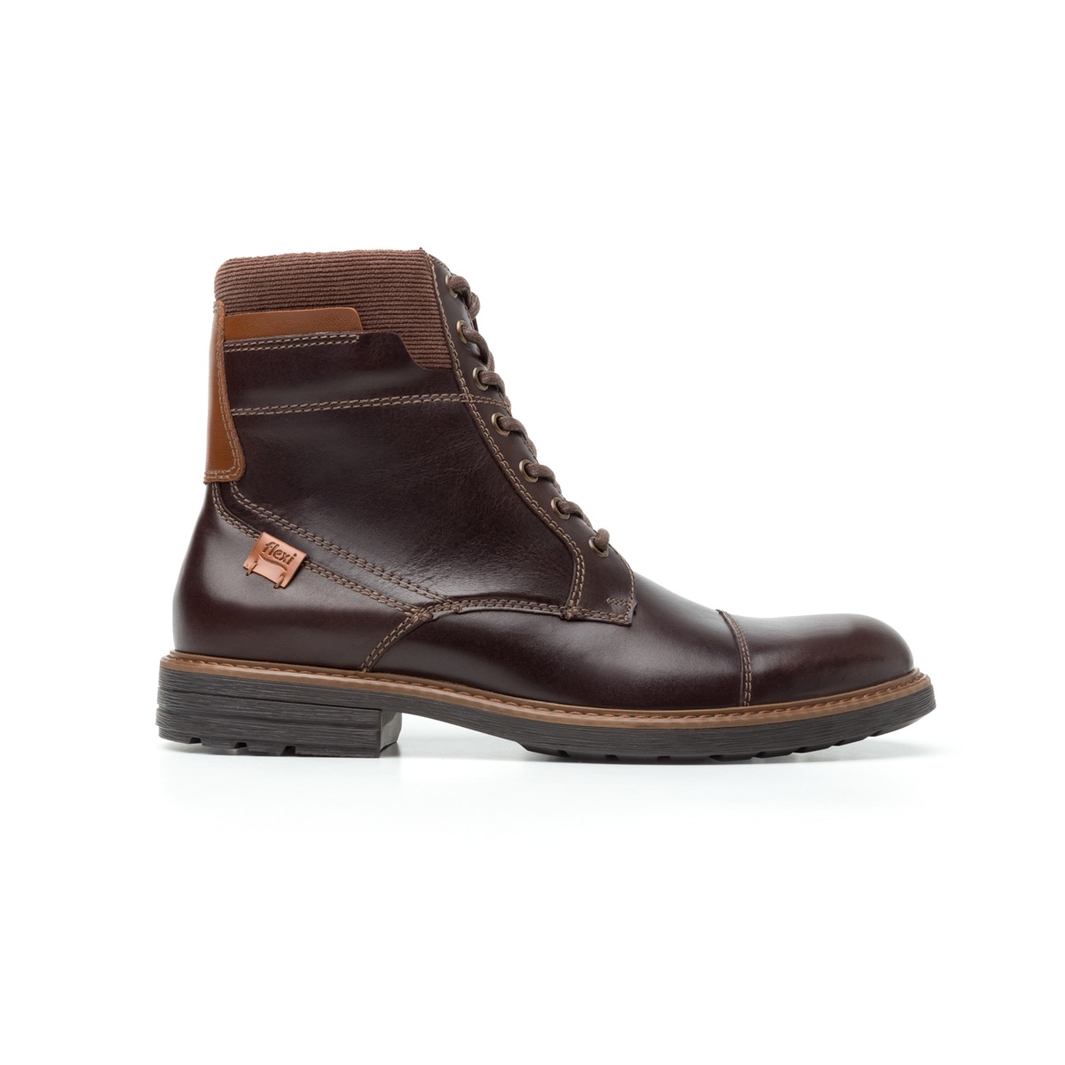 Bota Casual Flexi Con Combinación De Texturas Para Hombre - Estilo 402503 Moka