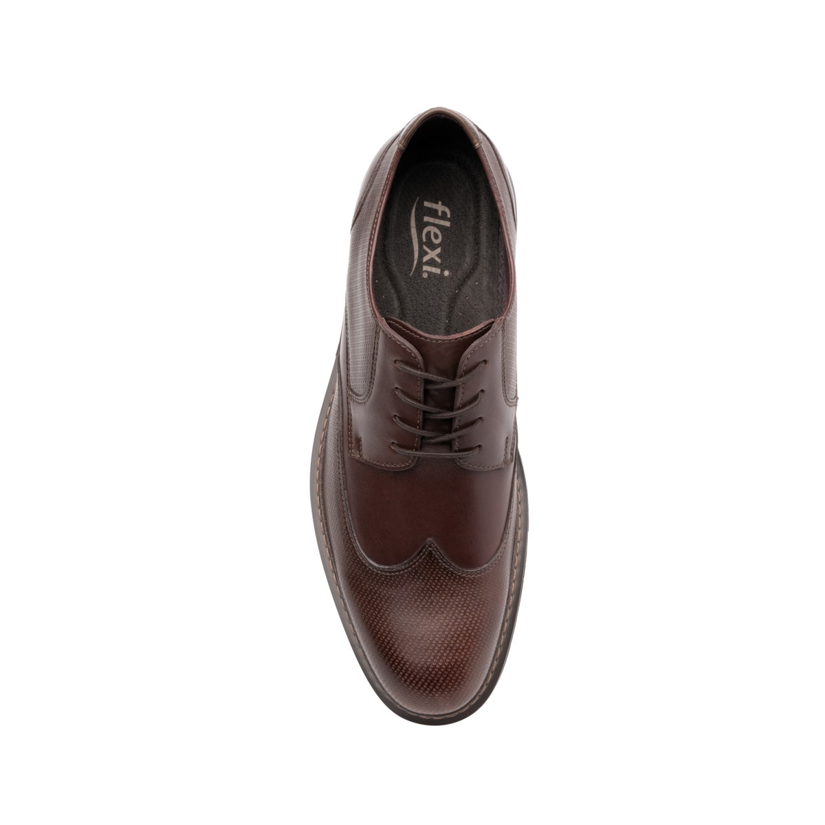 Zapato Casual Urbano Flexi Con Puntera Texturizada Para Hombre - Estilo 402702 Nogal