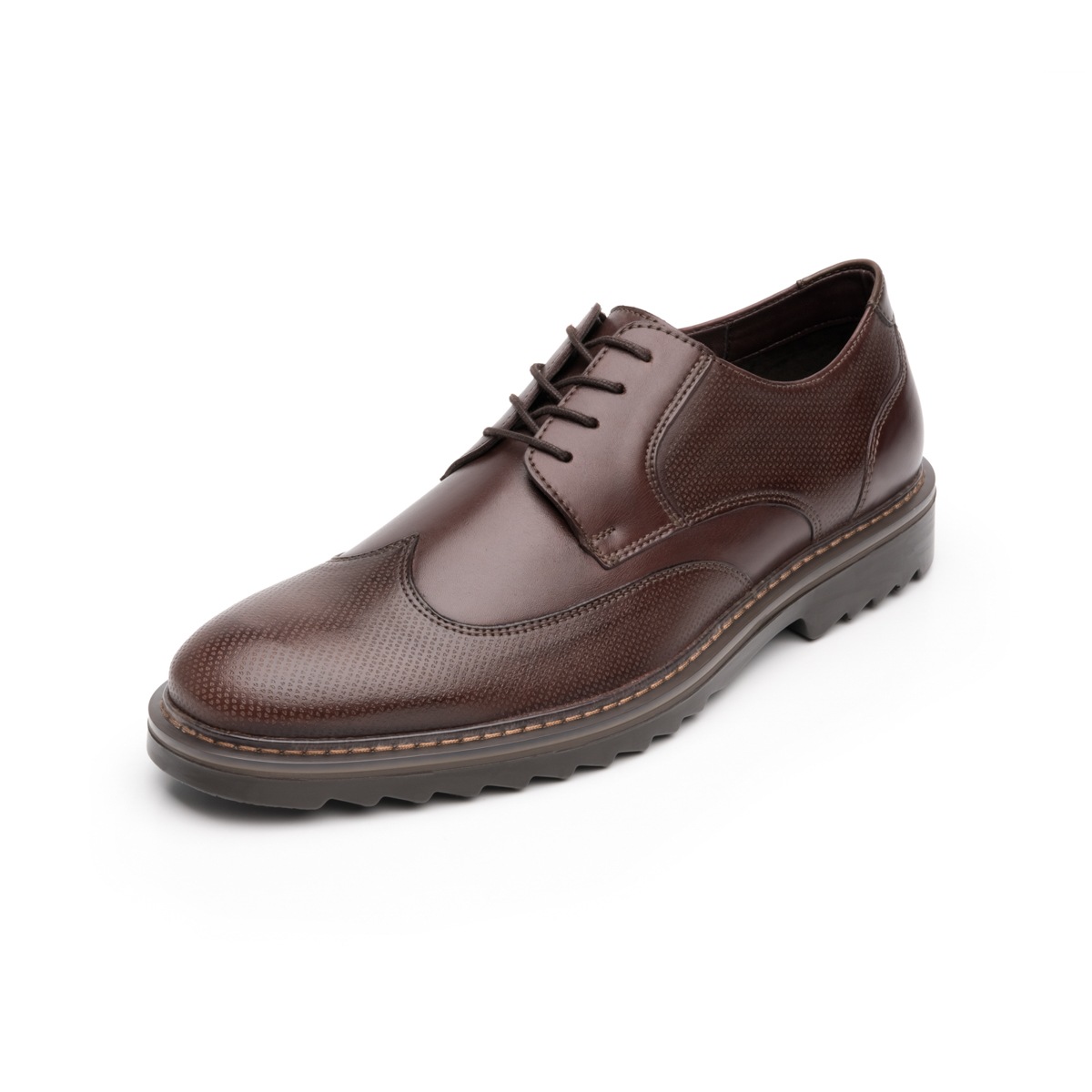 Zapato Casual Urbano Flexi Con Puntera Texturizada Para Hombre - Estilo 402702 Nogal