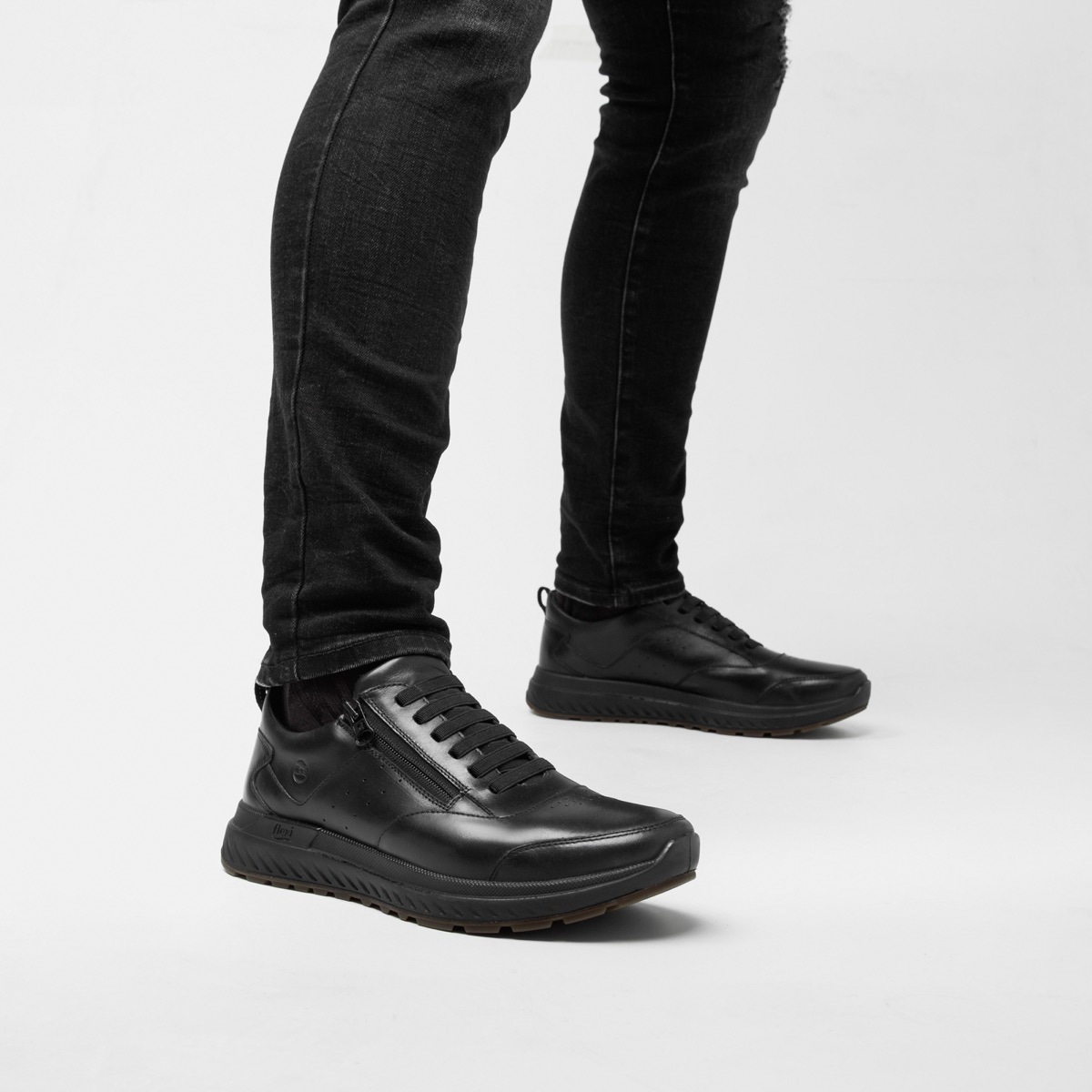 Sneaker Urbano Flexi Con Agujetas Elásticas Para Hombre - Estilo 403003 Negro