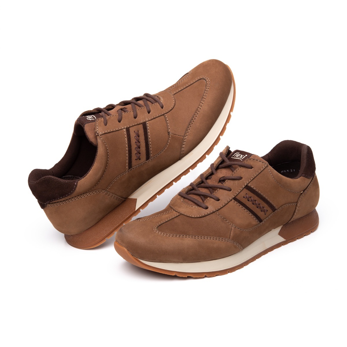 Sneaker Universitario Flexi De Nubuck Para Hombre - Estilo 403102 Ebano
