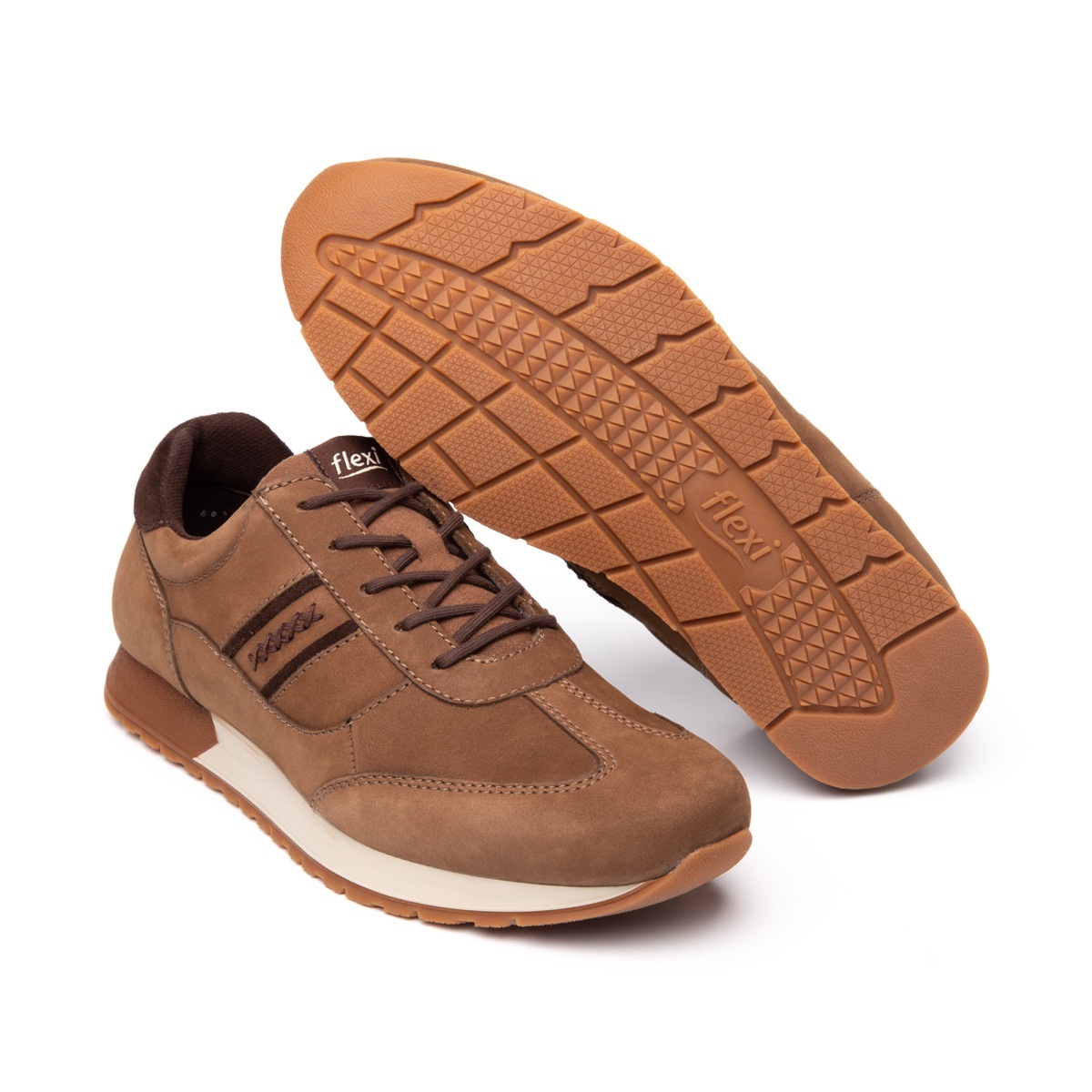 Sneaker Universitario Flexi De Nubuck Para Hombre - Estilo 403102 Ebano