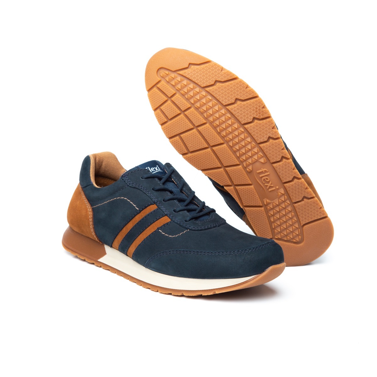 Sneaker Universitario Flexi De Nubuck Para Hombre - Estilo 403103 Azul