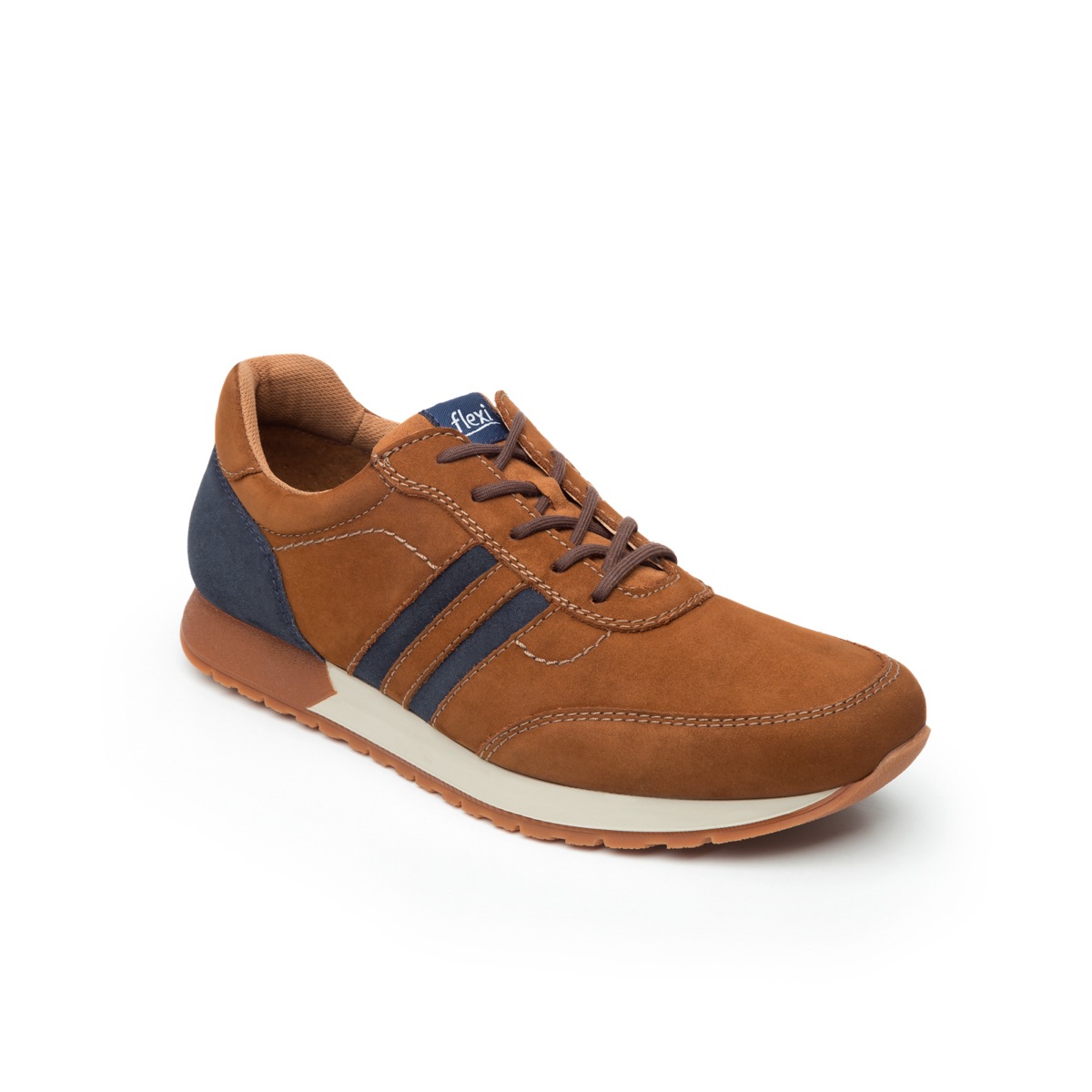 Sneaker Universitario Flexi De Nubuck Para Hombre - Estilo 403103 Tabaco