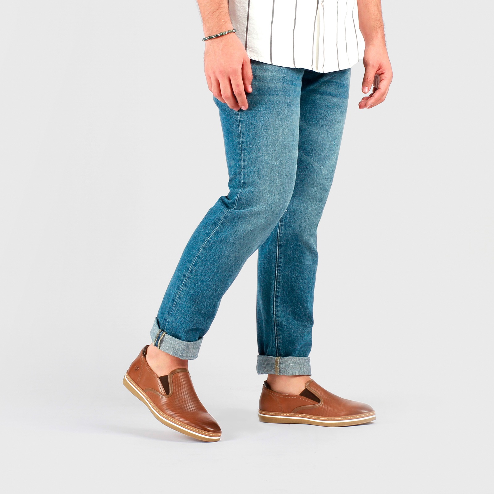 Loafer Piel Plaqueada Flexi para Hombre Estilo 406803 Tan