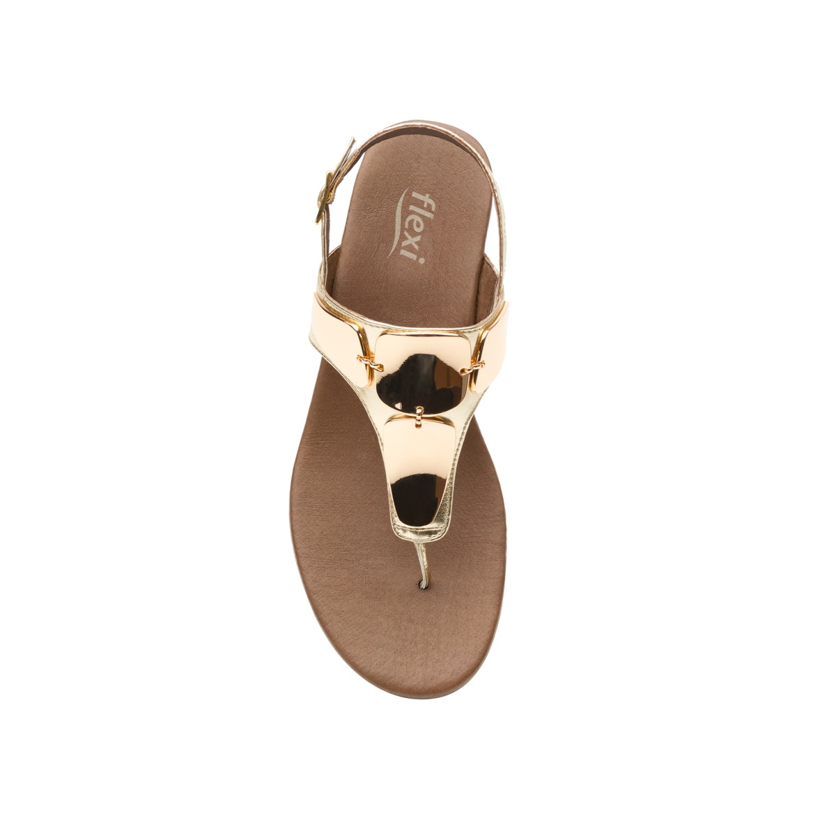 Sandalia De Playa Flexi Con Aplicaciones De Alto Brillo Para Mujer - Estilo 44108 Oro