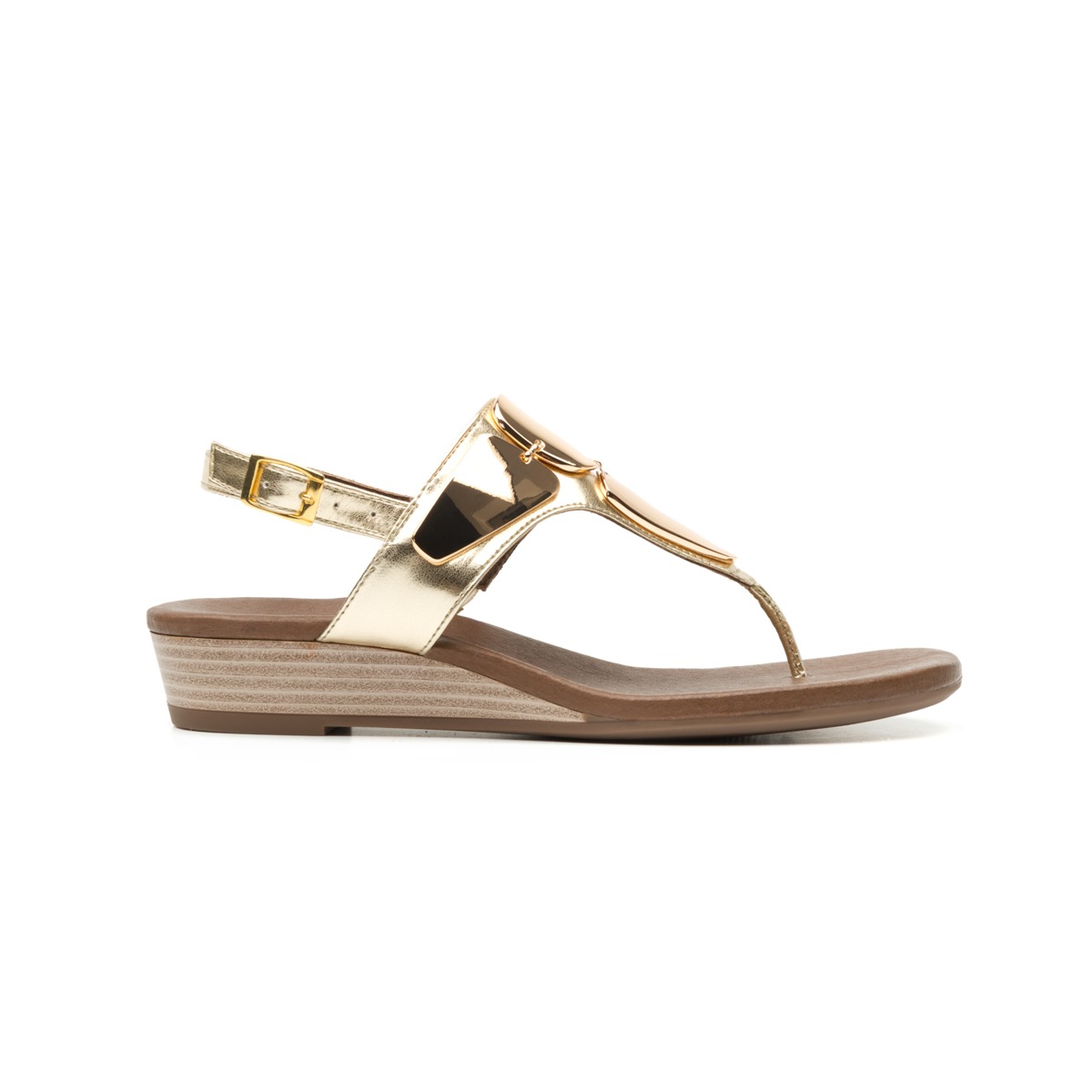 Sandalia De Playa Flexi Con Aplicaciones De Alto Brillo Para Mujer - Estilo 44108 Oro