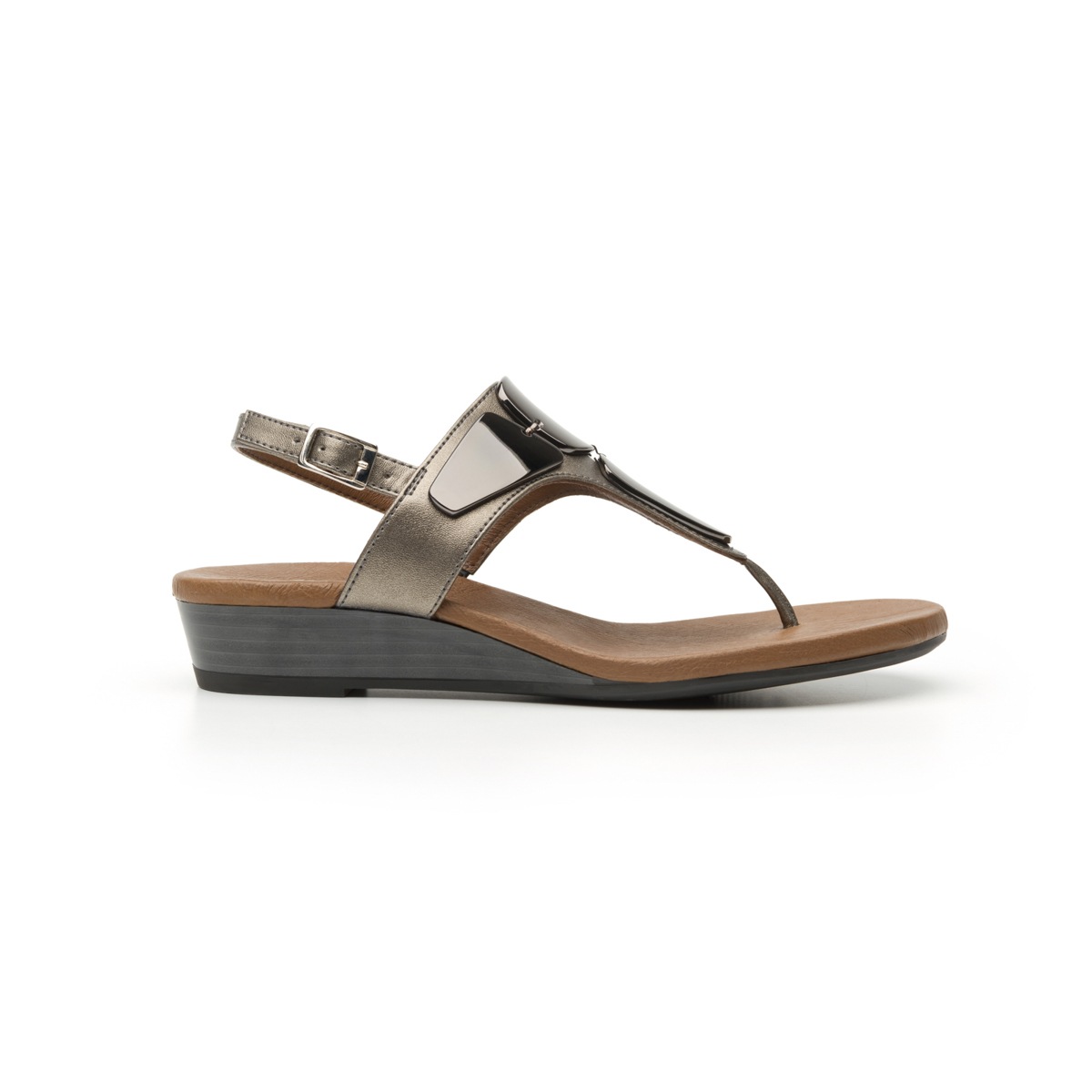 Sandalia De Playa Flexi Con Aplicaciones De Alto Brillo Para Mujer - Estilo 44108 Gris