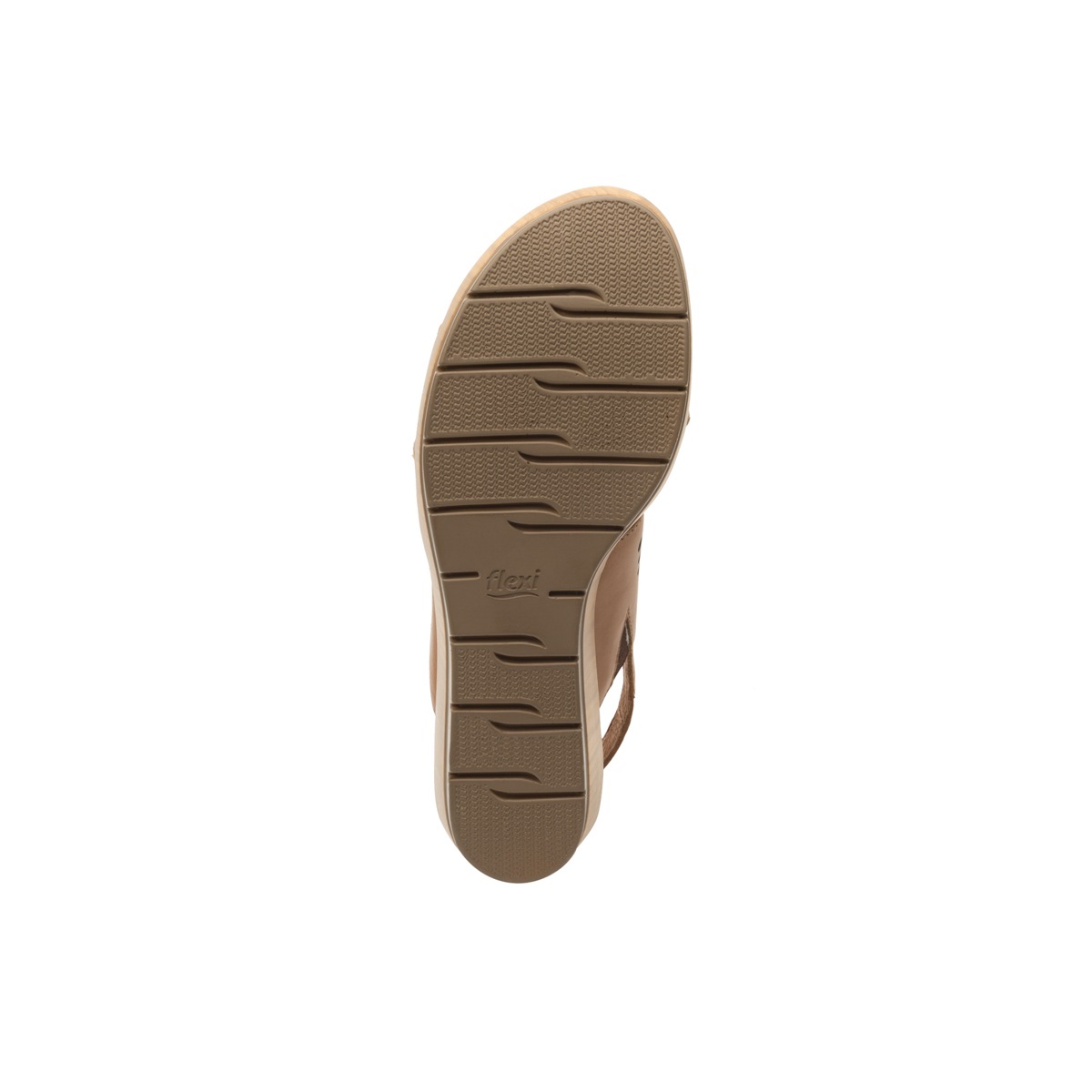 Sandalia De Plataforma Casual Flexi Con Adorno De Perforados Para Mujer - Estilo 44508 Tan