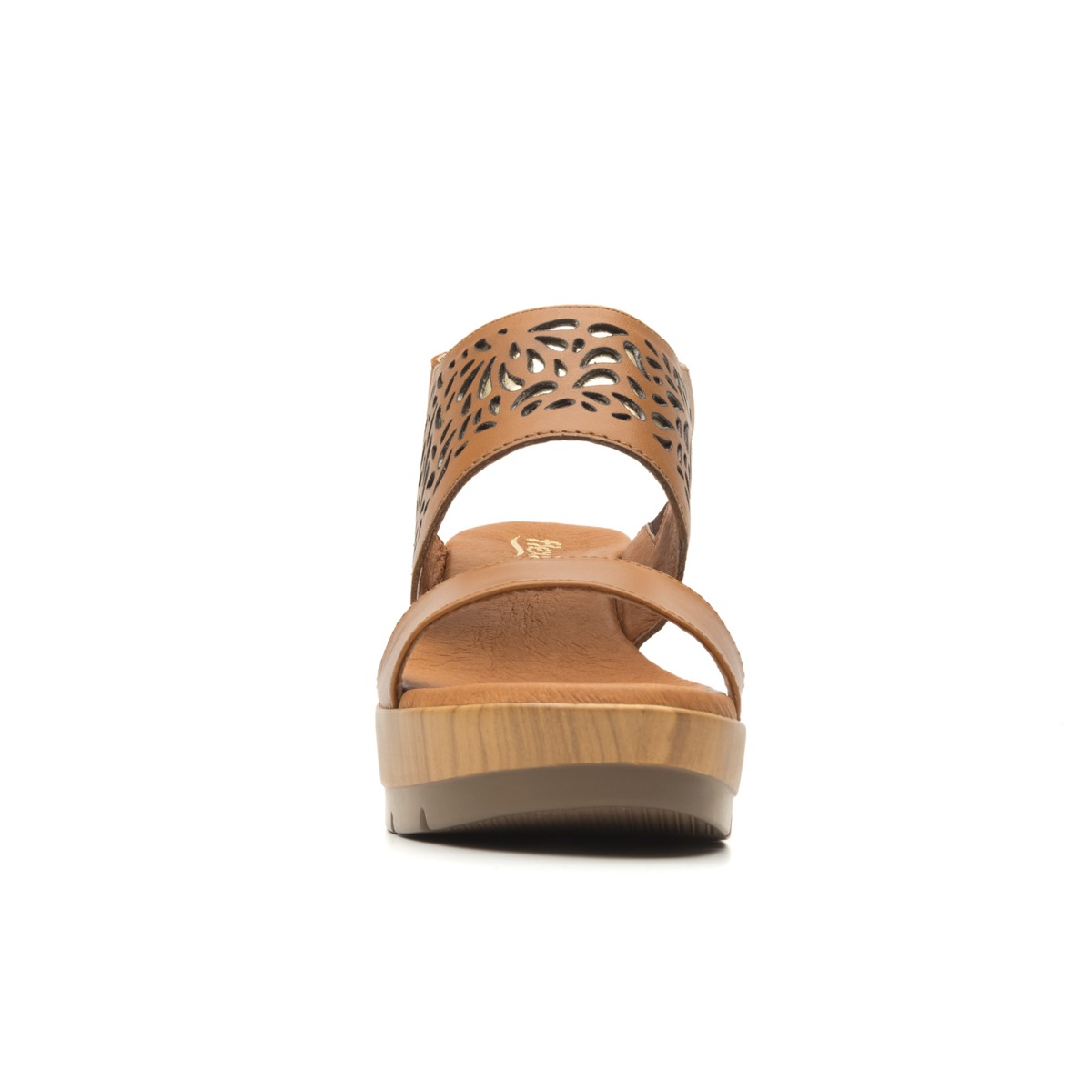 Sandalia De Plataforma Casual Flexi Con Adorno De Perforados Para Mujer - Estilo 44508 Tan