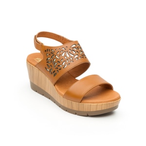 Sandalia De Plataforma Casual Flexi Con Adorno De Perforados Para Mujer - Estilo 44508 Tan Sandalia De Plataforma Casual Flexi Con Adorno De Perforados Para Mujer - Estilo 44508 Tan