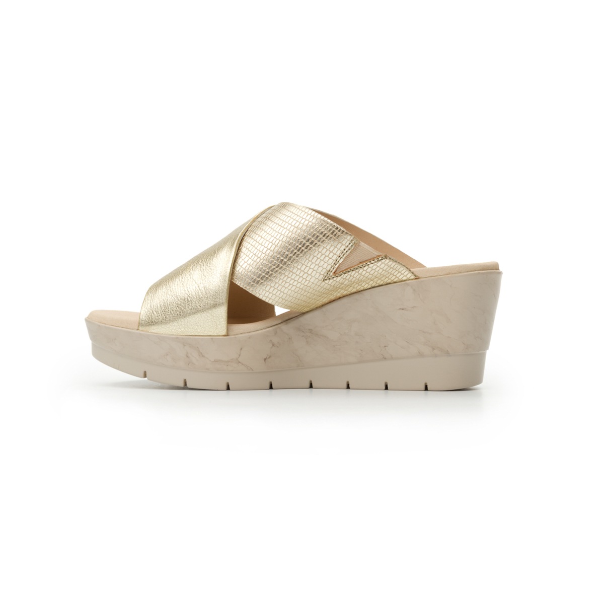 Sandalia De Plataforma Casual Flexi De Tipo Slip-On Para Mujer - Estilo 44510 Oro