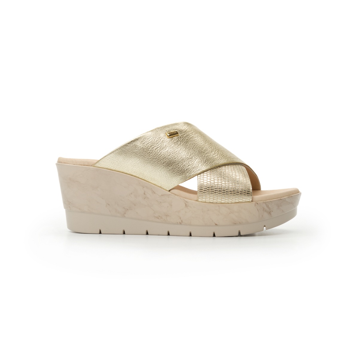 Sandalia De Plataforma Casual Flexi De Tipo Slip-On Para Mujer - Estilo 44510 Oro