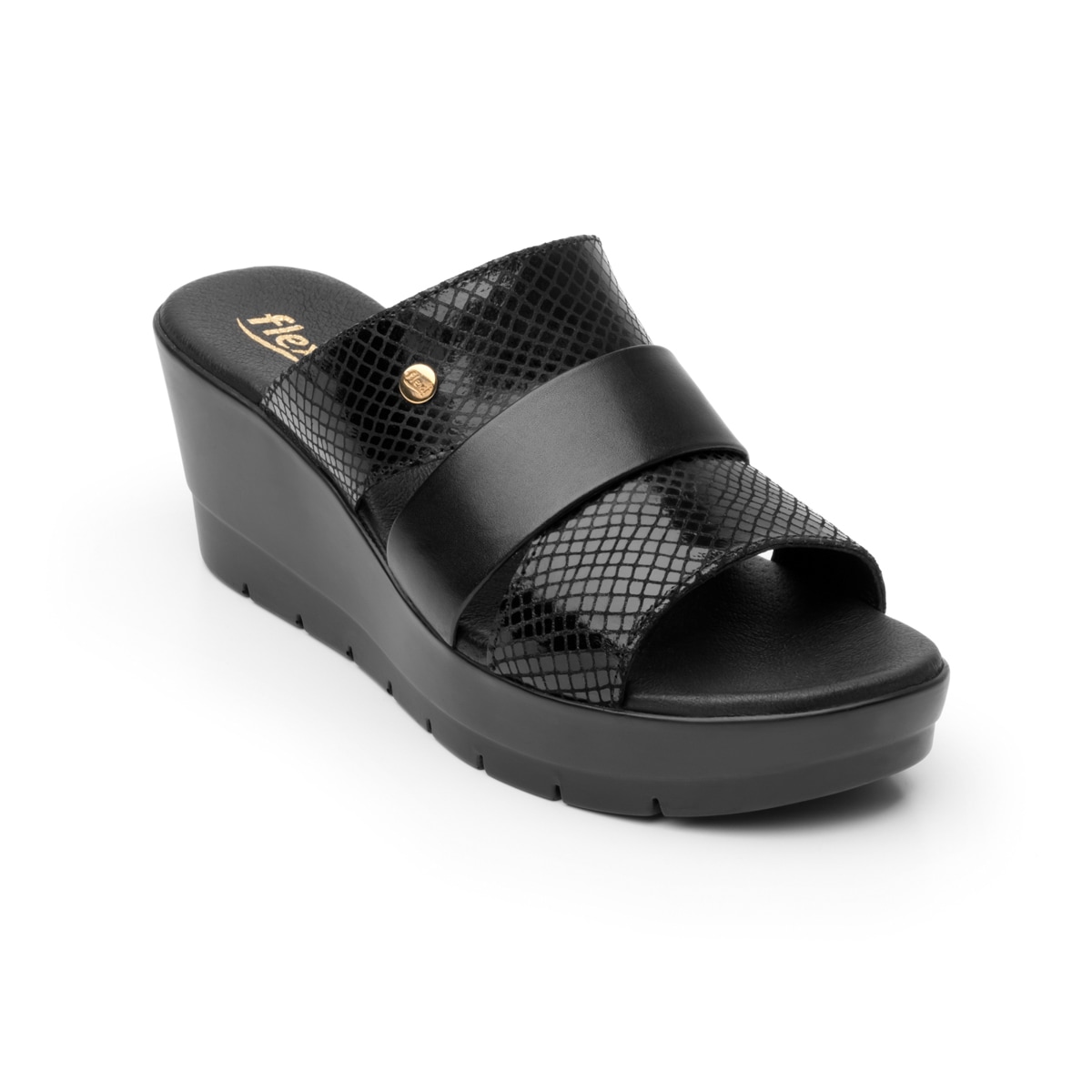 Sandalia Casual Flexi Con 100% Piel Para Mujer - Estilo 44512 Negro
