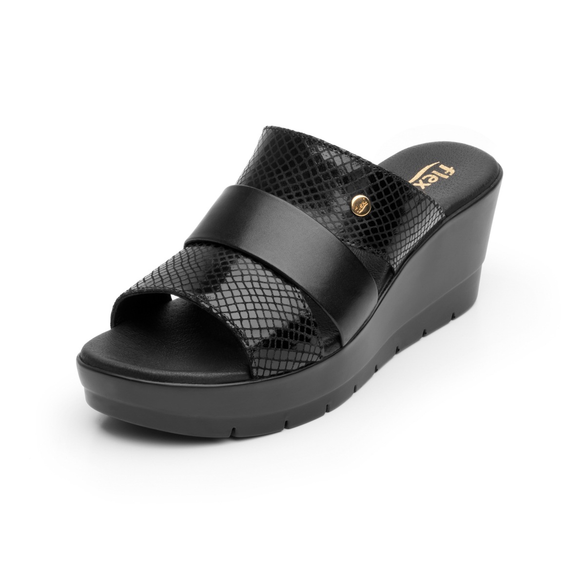 Sandalia Casual Flexi Con 100% Piel Para Mujer - Estilo 44512 Negro