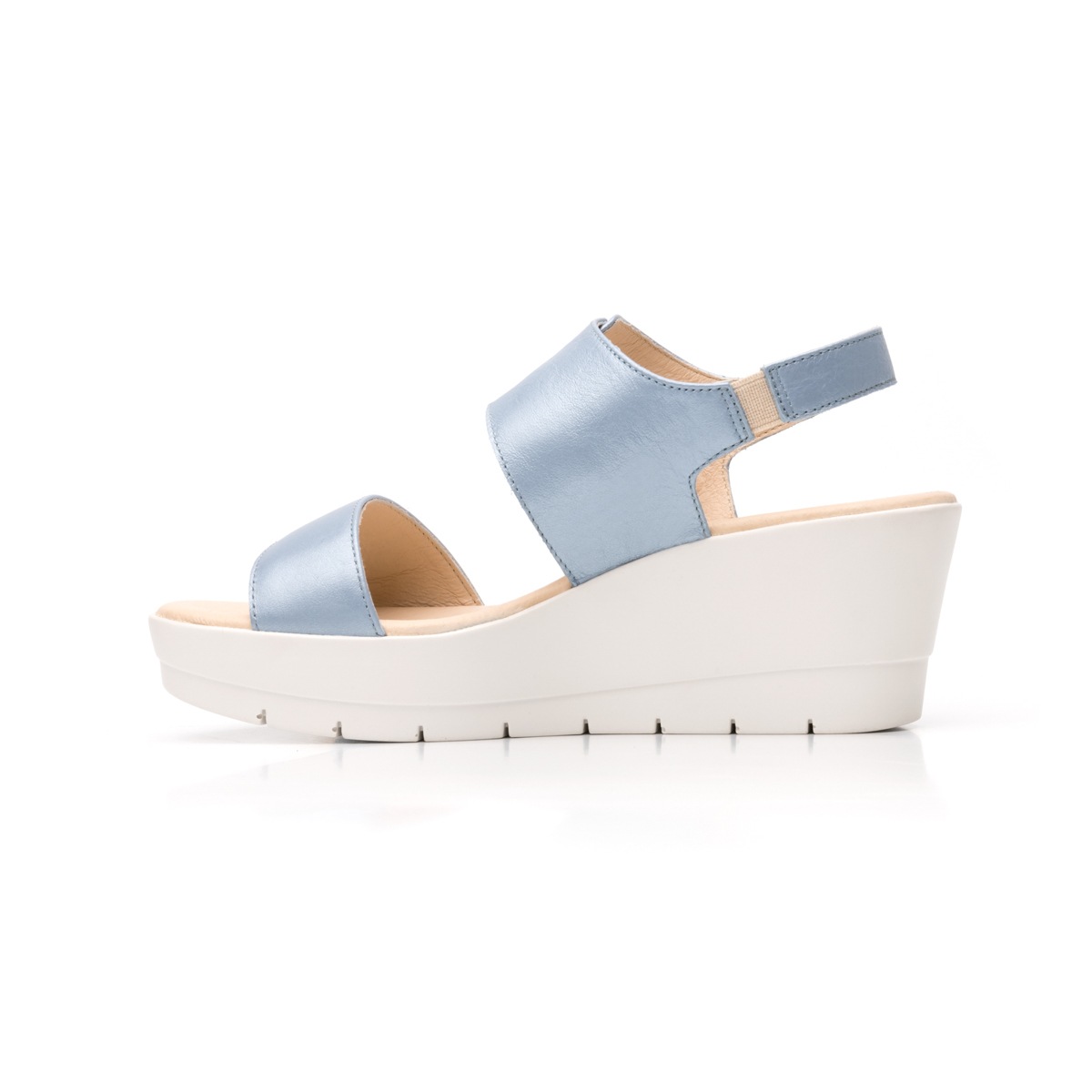 Sandalia Casual Flexi De Piel Metalizada Para Mujer - Estilo 44516 Azul