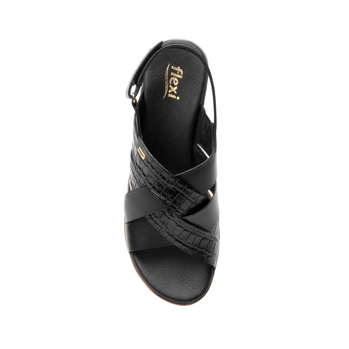 Sandalia Casual Flexi Con Textura Exótica Para Mujer - Estilo 44517 Negro