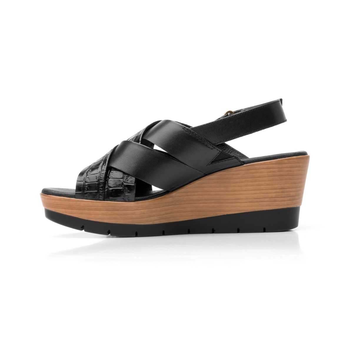 Sandalia Casual Flexi Con Textura Exótica Para Mujer - Estilo 44517 Negro