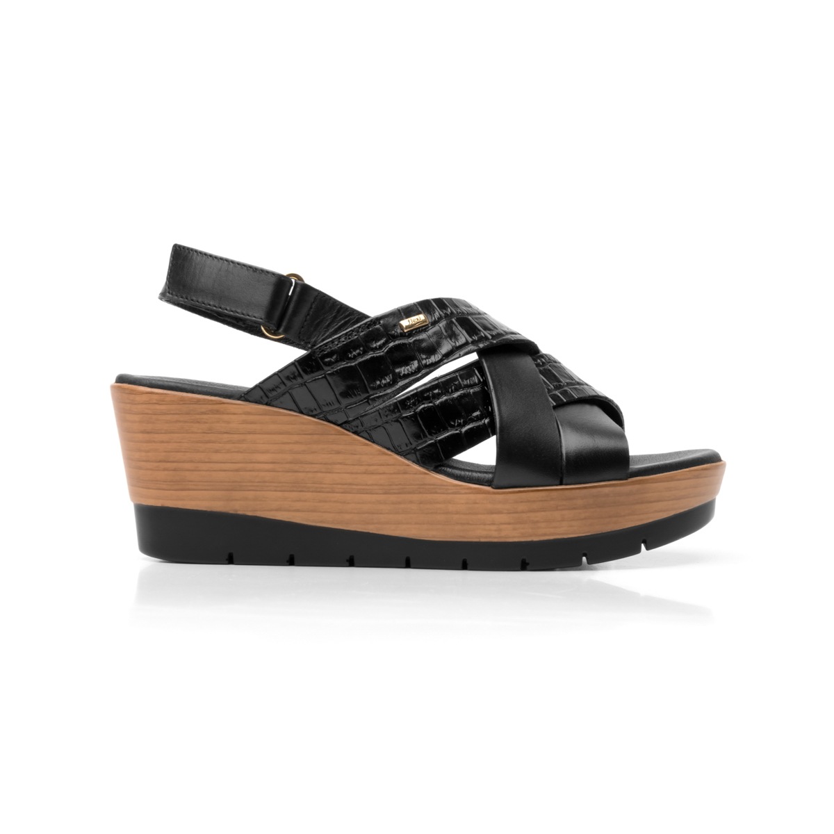 Sandalia Casual Flexi Con Textura Exótica Para Mujer - Estilo 44517 Negro