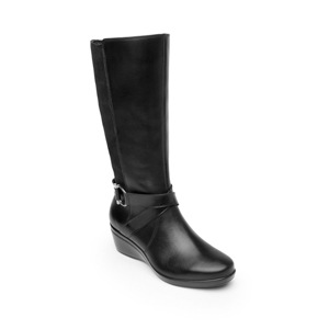 Bota De Confort Flexi Con Cuña De Alto Brillo Para Mujer - Estilo 45213 Negro Bota De Confort Flexi Con Cuña De Alto Brillo Para Mujer - Estilo 45213 Negro