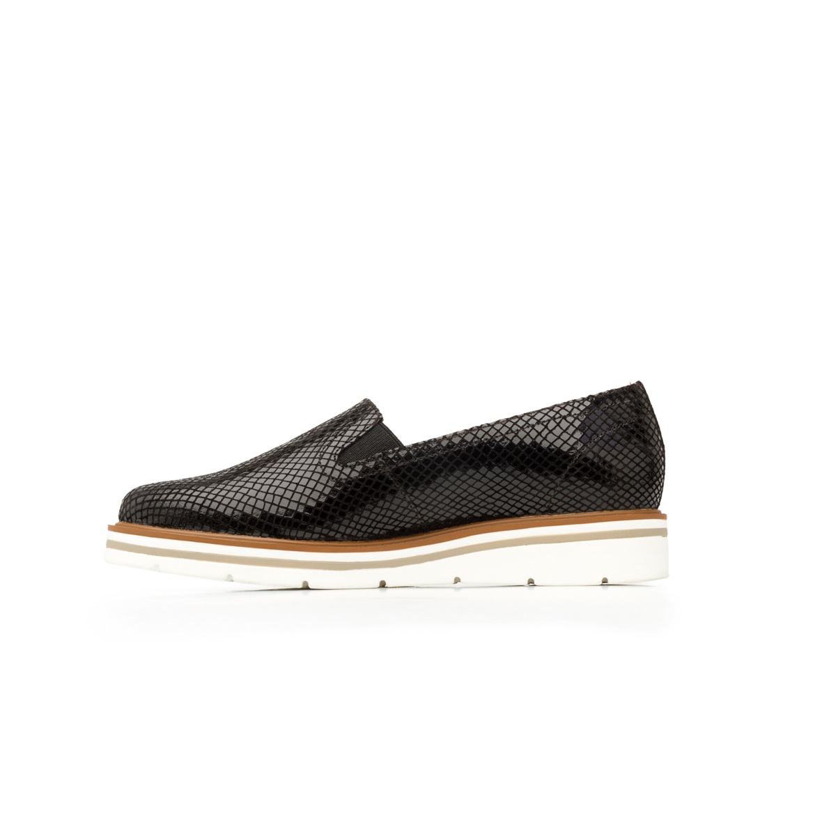Flat Urbano Flexi Con Efecto De Piel Exótica Para Mujer - Estilo 45703 Negro