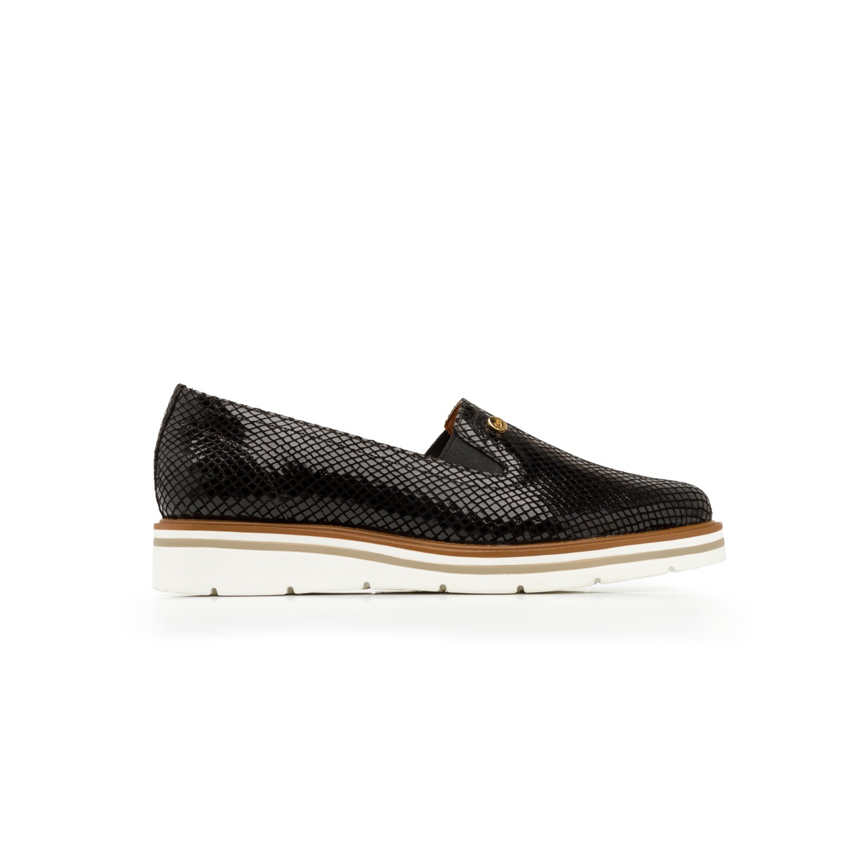 Flat Urbano Flexi Con Efecto De Piel Exótica Para Mujer - Estilo 45703 Negro