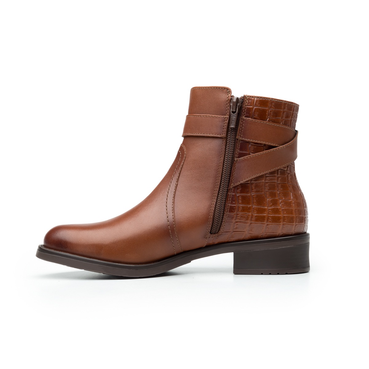 Botín Urbano Flexi Con Dos Texturas Para Mujer - Estilo 46616 Café