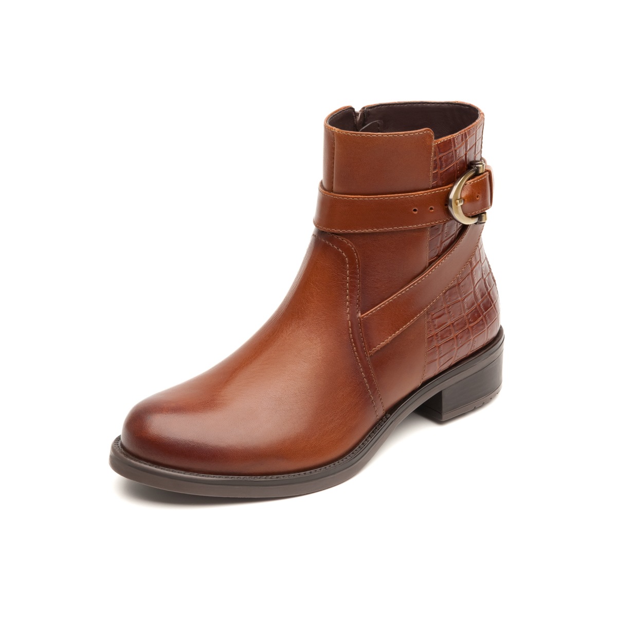 Botín Urbano Flexi Con Dos Texturas Para Mujer - Estilo 46616 Café