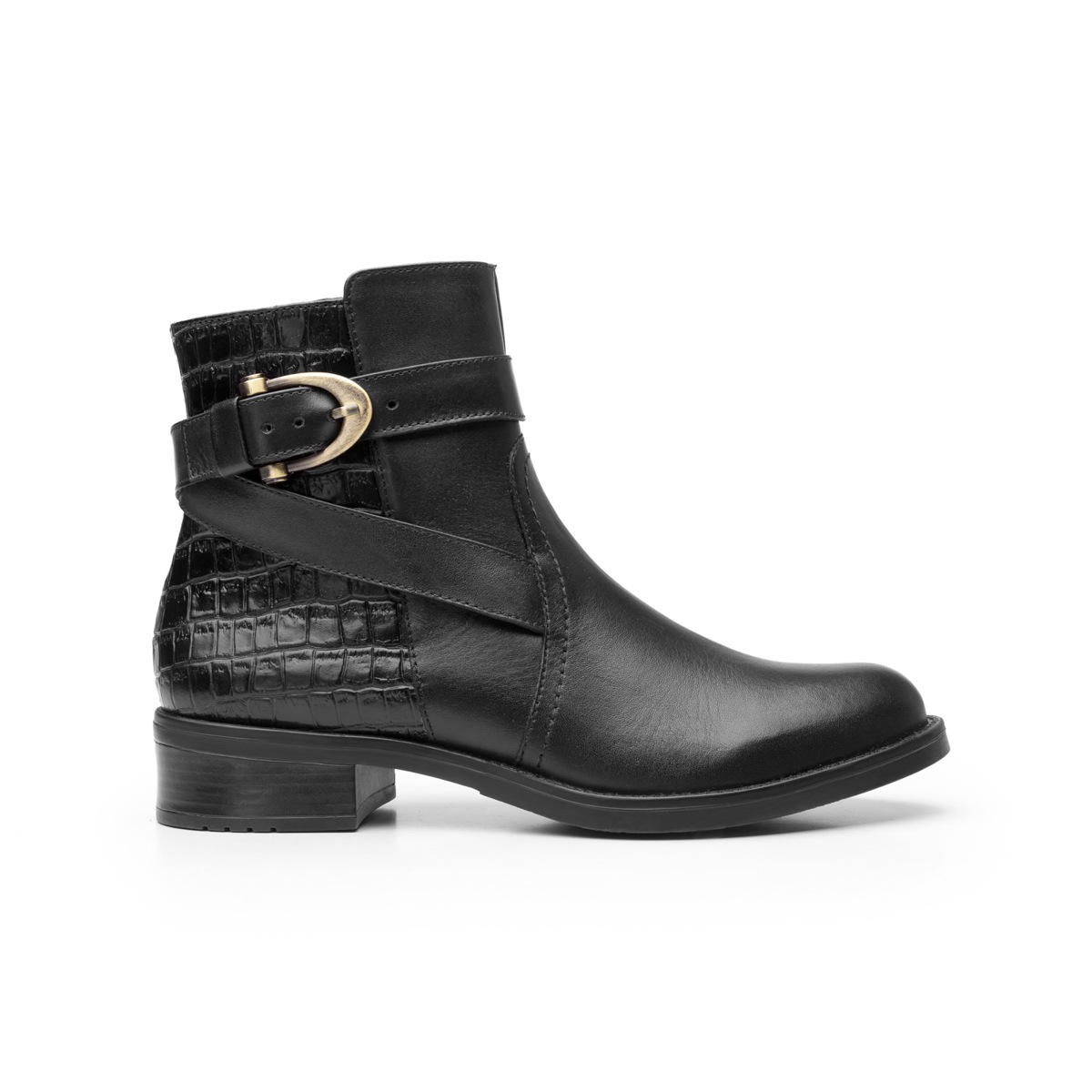 Botín Urbano Flexi Con Dos Texturas Para Mujer - Estilo 46616 Negro