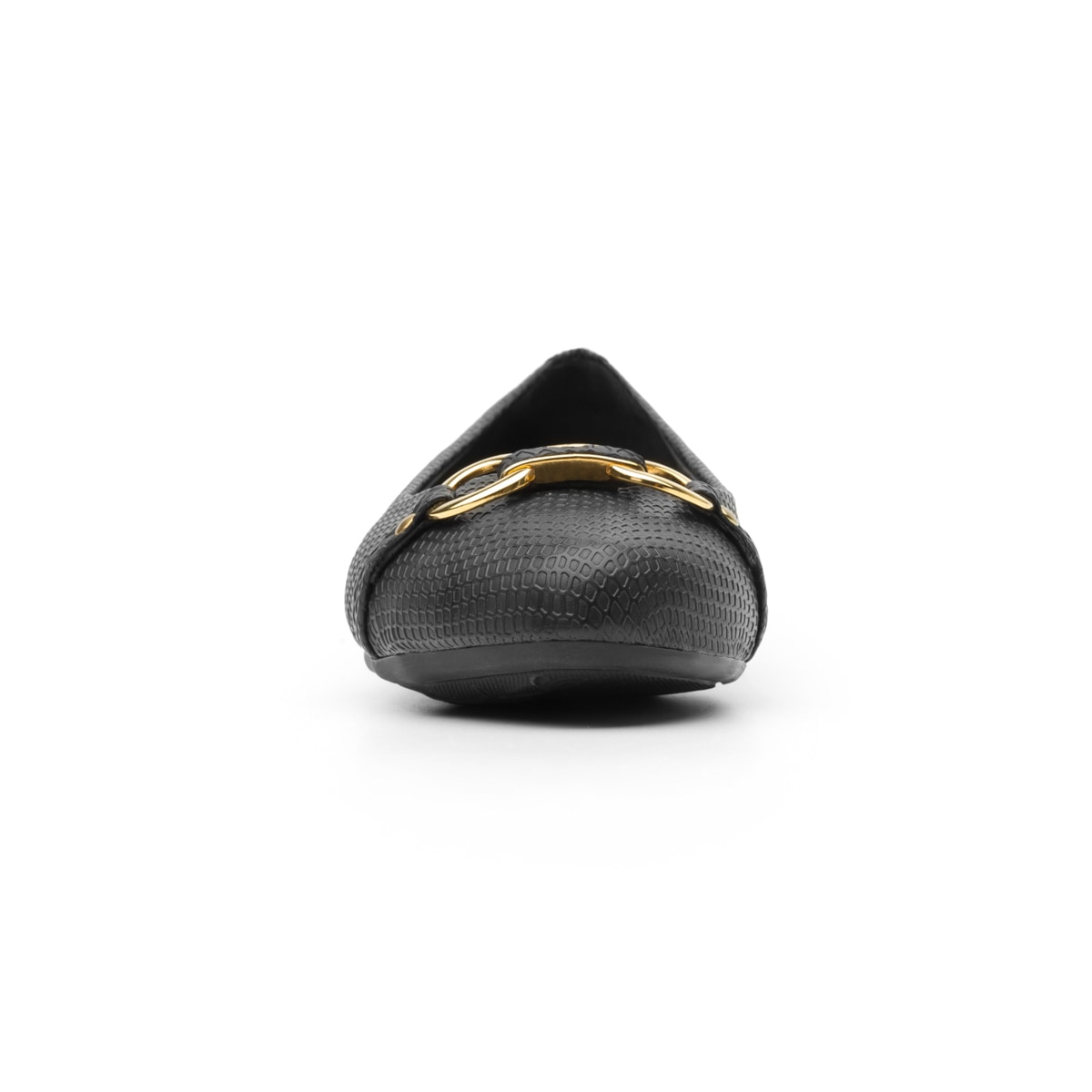 Flat Para Oficina Flexi Con Herraje Color Oro Para Mujer - Estilo 47308 Negro