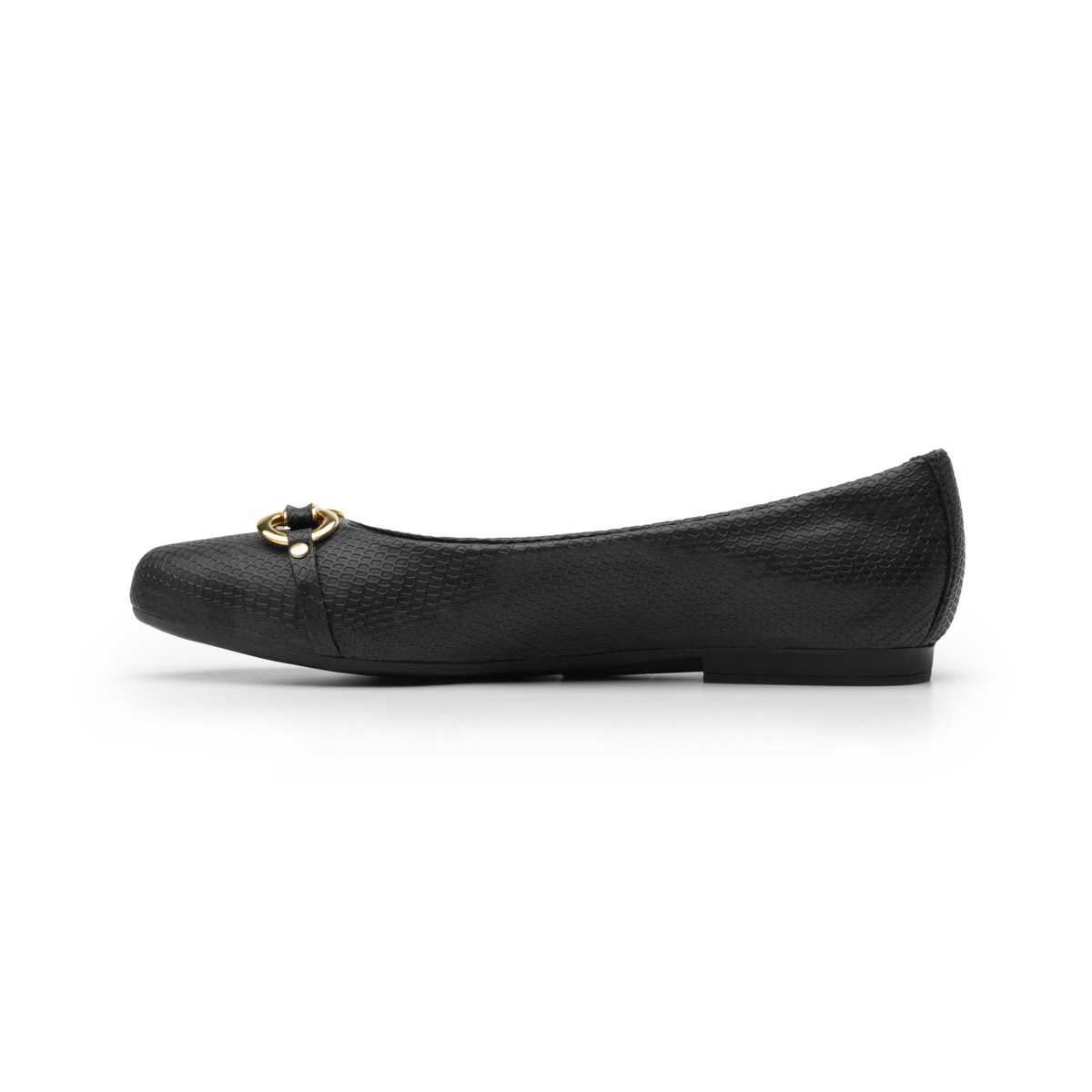 Flat Para Oficina Flexi Con Herraje Color Oro Para Mujer - Estilo 47308 Negro