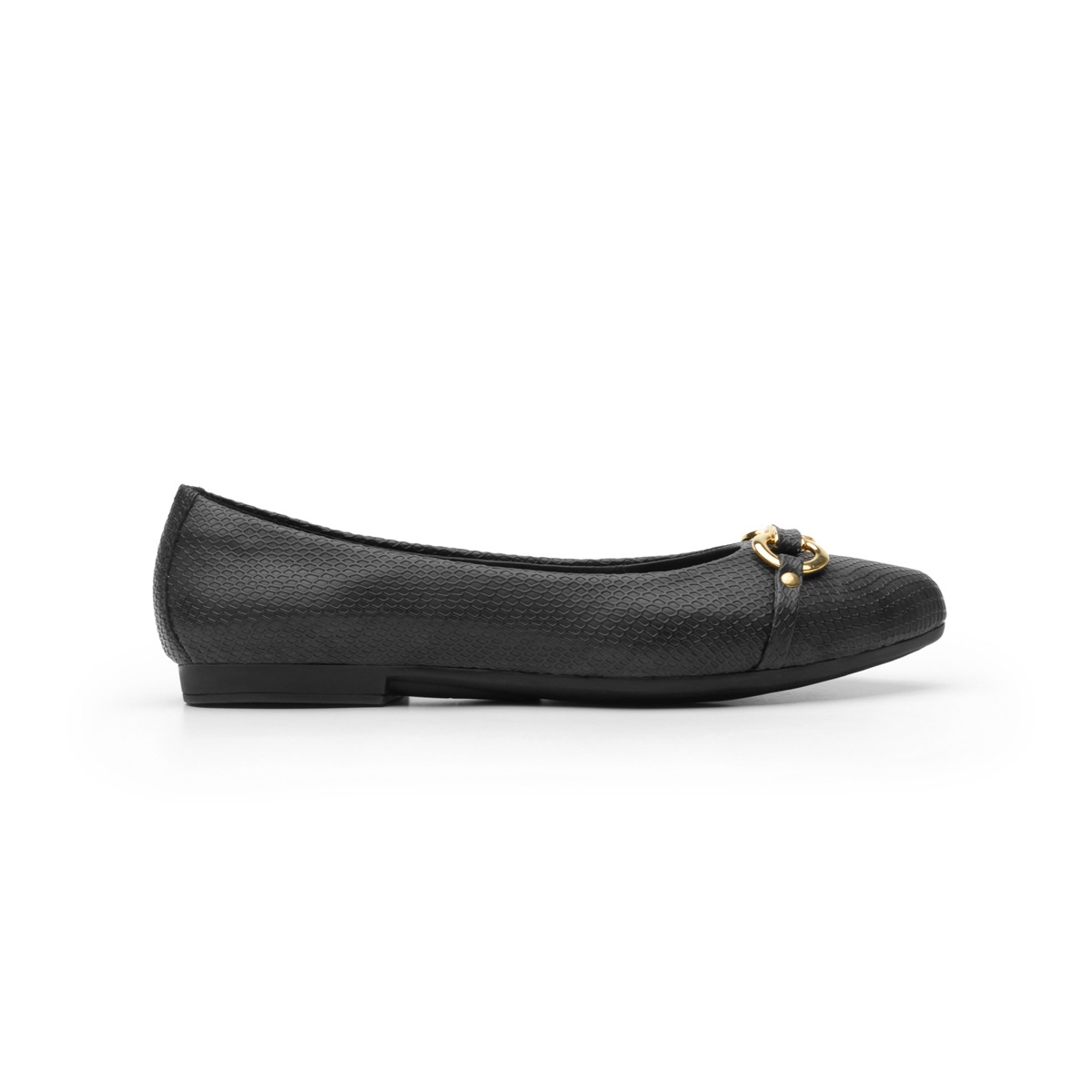 Flat Para Oficina Flexi Con Herraje Color Oro Para Mujer - Estilo 47308 Negro