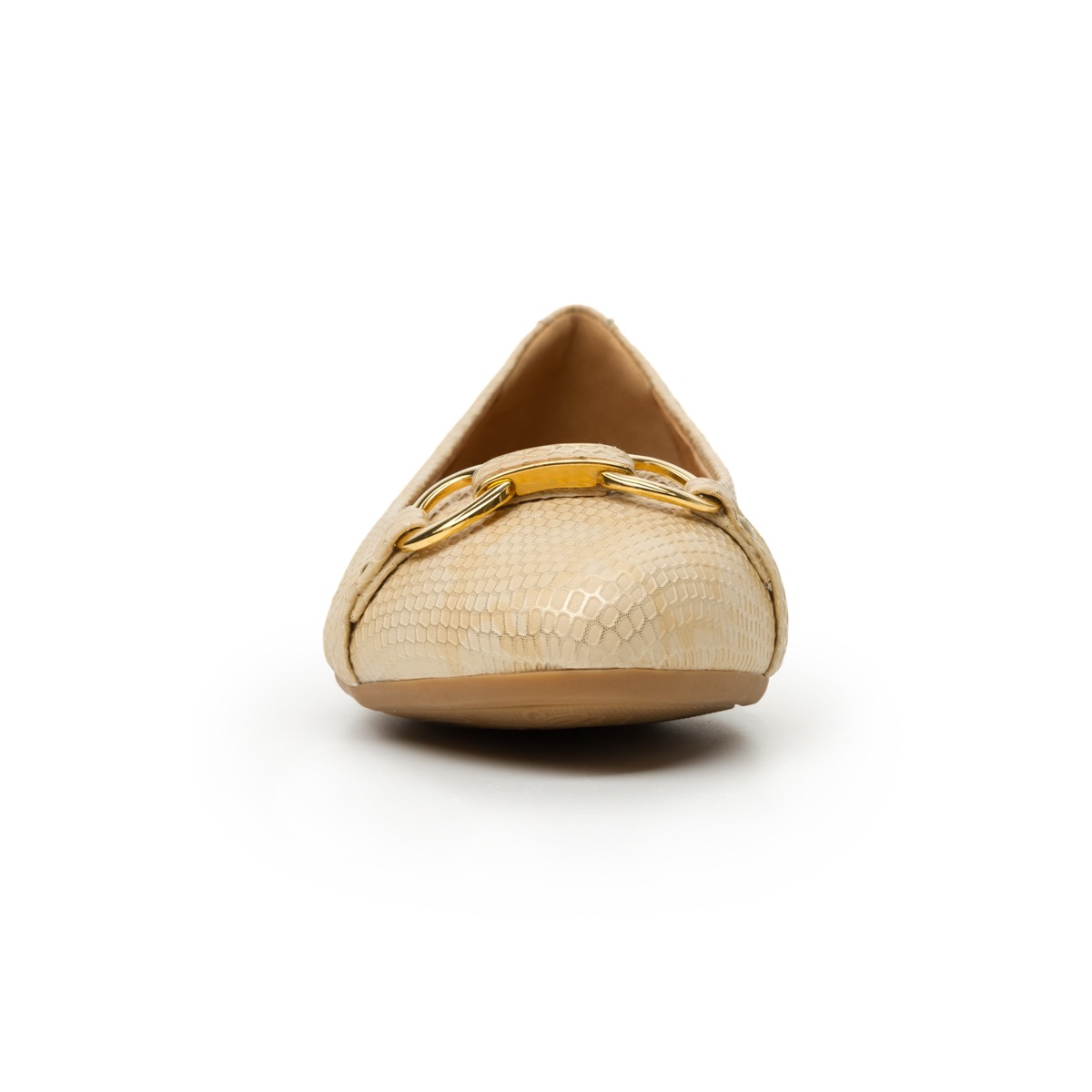 Flat Para Oficina Flexi Con Efecto De Textura Exótica Para Mujer - Estilo 47308 Oro