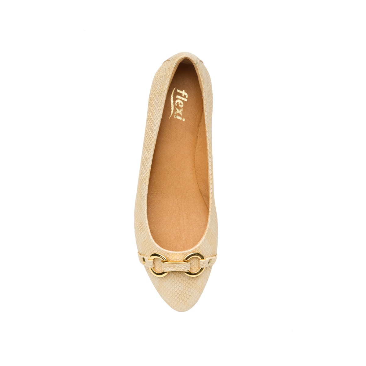 Flat Para Oficina Flexi Con Efecto De Textura Exótica Para Mujer - Estilo 47308 Oro