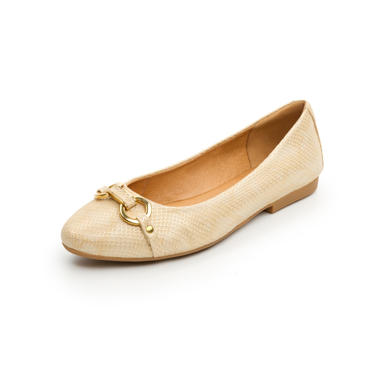 Flat Para Oficina Flexi Con Efecto De Textura Exótica Para Mujer - Estilo 47308 Oro