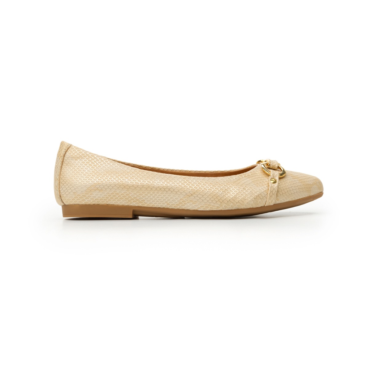 Flat Para Oficina Flexi Con Efecto De Textura Exótica Para Mujer - Estilo 47308 Oro