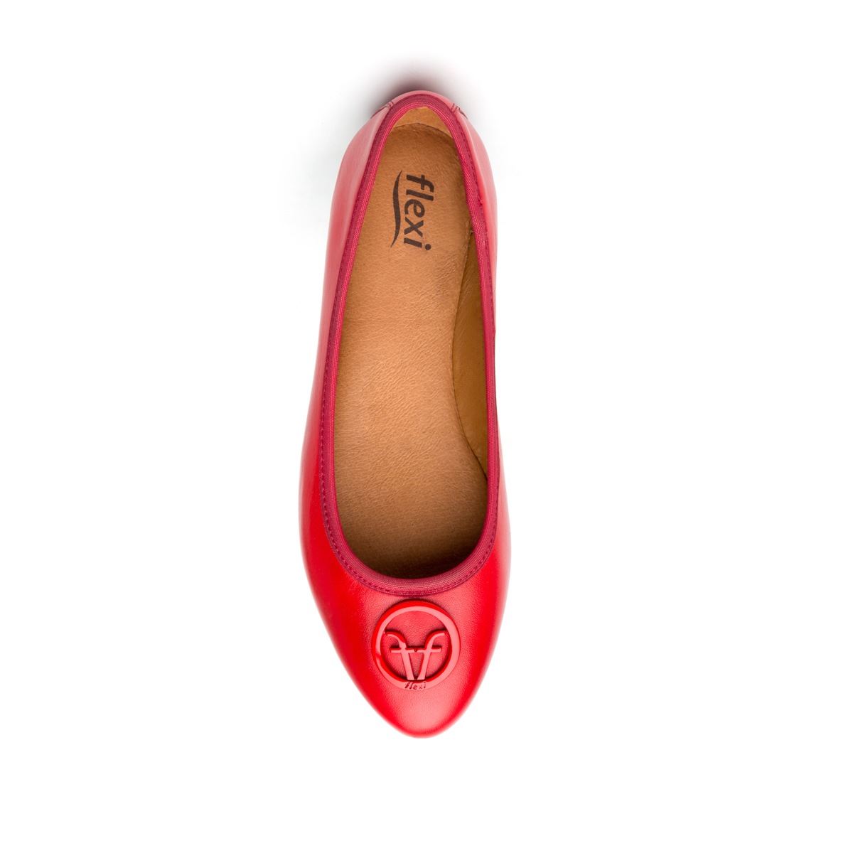 Flat Para Oficina Flexi Con Herraje Frontal Para Mujer - Estilo 47311 Rojo
