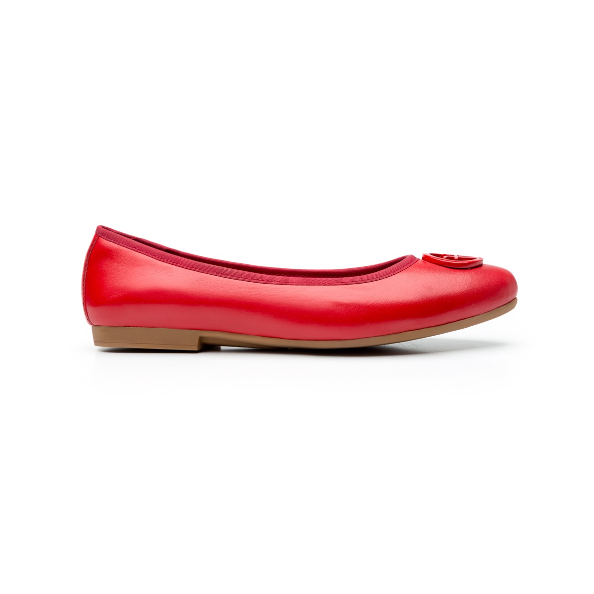 Flat Para Oficina Flexi Con Herraje Frontal Para Mujer - Estilo 47311 Rojo