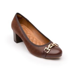 Zapato De Tacón Para Oficina Flexi Con Adorno De Cadena Para Mujer - Estilo 47412 Café Zapato De Tacón Para Oficina Flexi Con Adorno De Cadena Para Mujer - Estilo 47412 Café