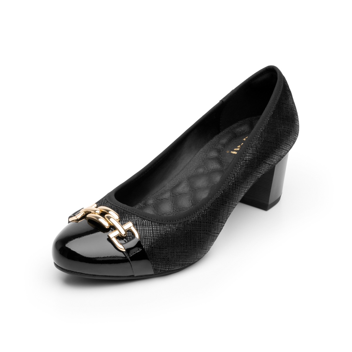 Zapato De Tacón Para Oficina Flexi Con Adorno De Cadena Para Mujer - Estilo 47412 Negro